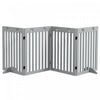 Pawhut Freestanding Pet Gate 4 Panel Dog Barrier Folding Safety Fence With Support Feet Up To 80.25\" Long 29.5\" Tall For Doorway Stairs Black Light Grey