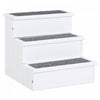 Pawhut Pet Steps 3-step Dog Stairs For Small Dogs Cats And Wooden Ramp With Storage Box Carpet Tread, White