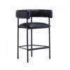 Onda Contemporary Vegan Leather Metal Counter Stool in Black