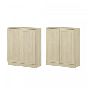 Arum Set Of 2 Sideboards With Shelves Bleached Oak - South Shore