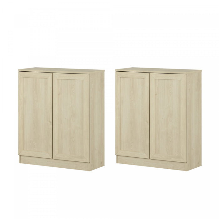 Arum Set Of 2 Sideboards With Shelves Bleached Oak - South Shore