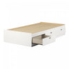 Spark Mate's Platform Storage Bed With 3 Drawers - Pure White