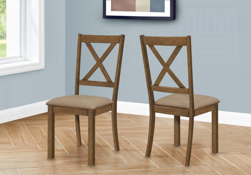 Dining Chair Set of 2 Kitchen Dining Room Brown Fabric Walnut Wood Frame Transitional