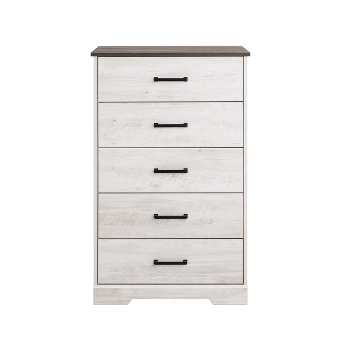 Prepac Rustic Ridge 27.5\" 5-Drawer Chest - Washed White