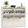 HOMCOM 4 Flip Drawer Shoe Cabinet, Slim Shoe Storage Cabinet, White Oak