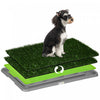 PawHut Grass Pee Pad for Dogs, 26\" x 16\" Artificial Grass with Tray for Dogs Potty Training Indoor Outdoor, 2 Packs, Green