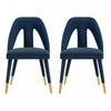 Neda Modern Upholstered Velvet Dining Chair in Midnight Blue - Set of 2
