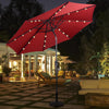 Costway 10ft Patio Solar Umbrella LED Patio Market Steel Tilt w/ Crank Outdoor Burgundy