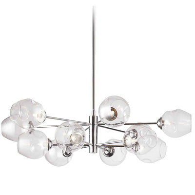 Dainolite Abii 12 Light Chandelier Polished Chrome Finish Clear Glass Lamp|Lustre Abii de Dainolite en verre transparent avec fini chromé poli et 12 ampoules