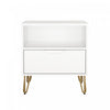 Avira Mid-Century Modern 20\" Nightstand in White (1-Drawer)