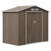Outsunny 7' X 4' Garden Storage Shed W/ Foundation Kit And Double Doors Light Brown