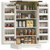 HOMCOM Kitchen Pantry Storage Cabinet with Adjustable Shelves Cream White