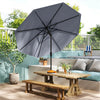Costway Patio Umbrella with Push Button Tilt, Crank Handle, 8 Sturdy Ribs for Patio, Garden Gray