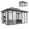 Outsunny 10' x 14' Outdoor Hardtop Gazebo, Aluminum Sun Room, Dark Grey