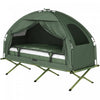 Outsunny 4-in-1 Camping Cot Tent, 1-Person Off-Ground Bed with Air Mattress, Sleeping Bag & Pillow