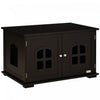 Pawhut Cat Litter Box Enclosure Hidden Cat Furniture Cabinet Indoor Cat Washroom Double-door Nightstand End Table With Cat Hole Window Coffee