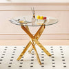 Alex Round Multi-Functional Dining Table with Glass Top,Golden