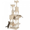Pawhut Cat Tower, 81\" Cat Tree For Large Cats Adult W/ Scratching Posts, Scratching Board, Cat Condos, Cat Beds, Hammocks, Jumping Platforms, Toy Balls, Rope Cat Toy, Beige