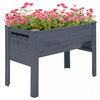 Outsunny Raised Garden Bed With Hooks, 660lb Capacity Wood Elevated Planter Box With Water Draining And Liner, Funnel Design For Vegetable, Herbs, Flower, 48\" X 24\" X 32\", Grey
