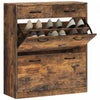 HOMCOM Entryway Cabinet with 2 Flip Drawers for 12 Pairs of Shoes Brown