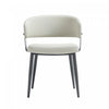 Luce Modern Metal Textured Vegan Leather Dining Chair in Oatmeal