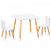 Qaba Kids Wooden Table And 2 Chairs Set Children 3-piece Dining Table With Cute Bear Shape And Rounded Corners For 1-4 Years Toddler Reading Drawing Playing, White