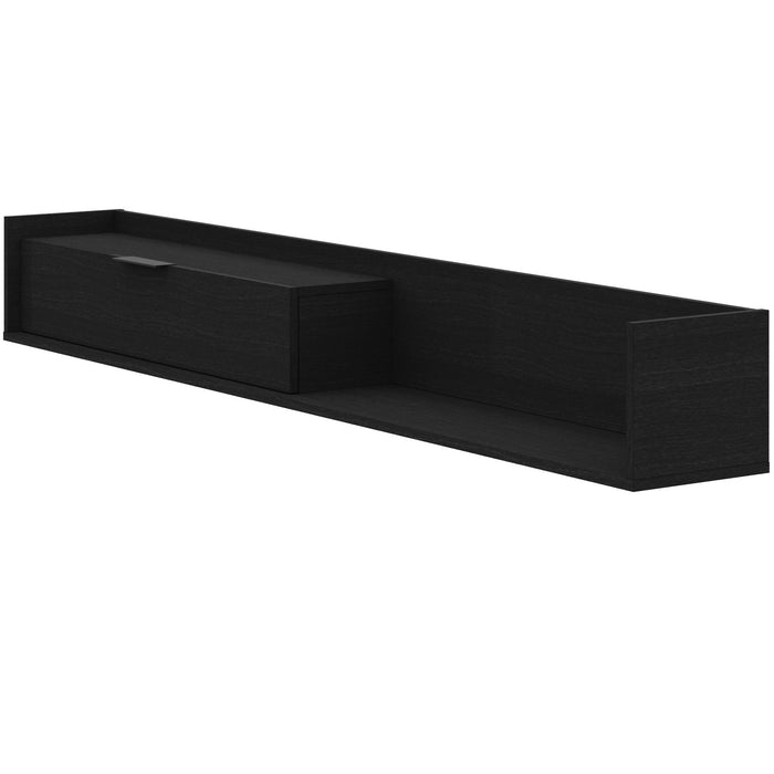 Nordika Slim 72\" Wall-Mounted TV Stand with Storage Cabinet - Black