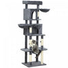 PawHut Cat Tree, 69\" Cat Tower for Indoor Kittens, Multi-Level Tower with 2 Condos, Scratching Posts, 2 Hammocks, Perches, Pompoms for Multiple Kitties, Dark Grey