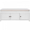 Olivia Pine Wood Storage Bench With 3-door Shoe Cabinet With Hidden Compartment - White
