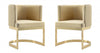 Aura Modern Velvet Metal Dining Chair in Sand - Set of 2