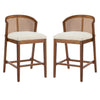 Tatti Rubber Wood Counter Stools with Cane Back Set of 2,Walnut