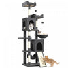 PawHut Cat Tree, 70\" Multi-Level Cat Tower for Indoor with 2 Condos, 2 Plush Top Perches, Hammock, Platforms, Toy Balls, Sisal Scratching Posts and Board, Dark Grey