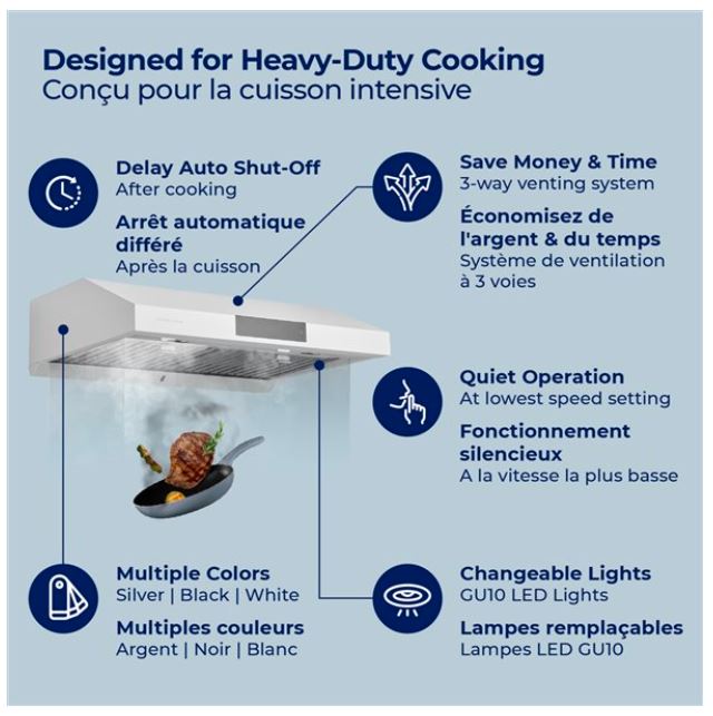 Hauslane 30\" Under Cabinet Stainless Steel Range Hood - UC-PS18SS-30