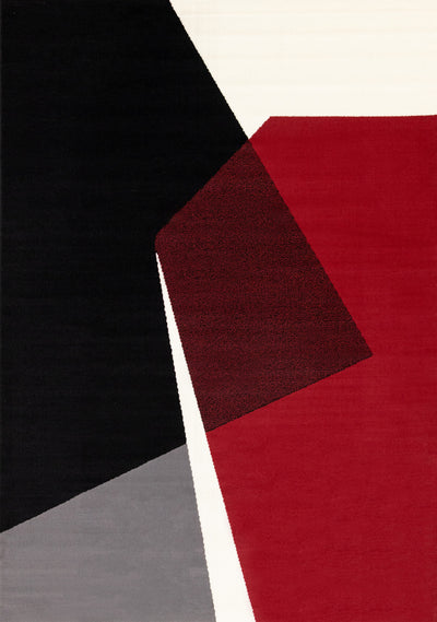 Forte Red Black White Geometric Area Rug - 5'3" x 7'5"|Carpette Forte rouge, noire et blanche à motif géométrique - 5 pi 3 po x 7 pi 5 po