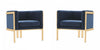 Paramount Modern Velvet Lounge Chair in Royal Blue - Set of 2