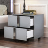 Madeline Nightstand with 2 Storage Drawers and Metal Legs,Grey
