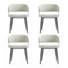 Luce Modern Textured Vegan Leather Metal Dining Chair in Oatmeal - Set of 4