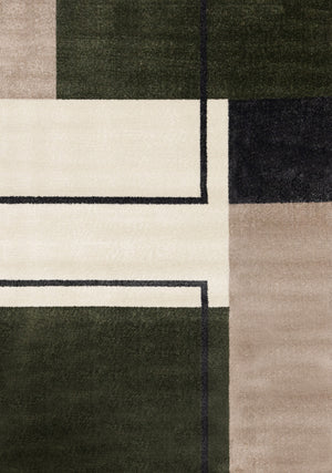 Marley Geometric Modern Green Grey White Area Rug - 5'3