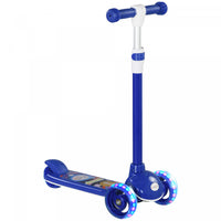 Qaba Kids Scooter, 3 Wheel Toddler Scooter With 3-level Adjustable Height, Rear-fender Brake, Led Light, Tpe Handlebar, For Boys And Girls Ages 2-6, Blue