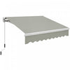 8'x7' Manual Retractable Sun Shade Patio Awning Canopy Shelter, Light Grey
