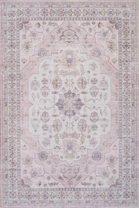 Aqua Pink Washable Non-slip Low Pile Area Rug 5'x7'