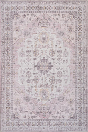 Aqua Pink Washable Non-slip Low Pile Area Rug 5'x7'