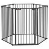 Pawhut 48inch 6-panel Dog Playpen, Foldable Dog Pen, Metal Rabbit Run, Pet Crate Fence With Door For Indoor, Black