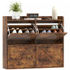 HOMCOM 4 Flip Drawer Shoe Cabinet, Slim Shoe Storage Cabinet, Rustic Brown