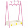 Qaba Kids Clothing Rack with Storage Shelf, Star Theme Kids Dress Up Rack with Hangers, Child Garment Hanger for Nursery Room, Living Room, Playroom, Pink