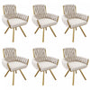 Timothy Velvet Swivel Dining Chairs with Tufted Upholstered and Metal Legs Set of 6, Glod