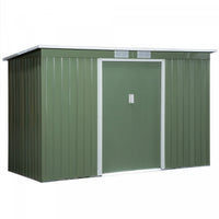 Outsunny 9' X 4' Metal Storage Shed, Garden Tool House With Floor Foundation, Double Sliding Doors,