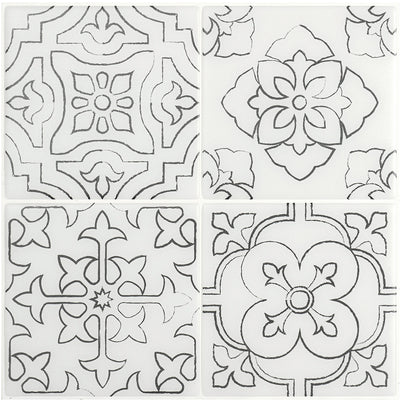 Smart Tiles Peel and Stick 4-Sheet 9 x 9 Backsplash - Vintage Giotto|Dosseret Smart Tiles peler et coller 9 x 9, 4 feuilles - Vintage Giotto