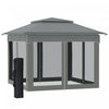 11'x11' Pop Up Canopy 2-tier Soft Top Gazebo W/ Mesh Netting, Dark Grey