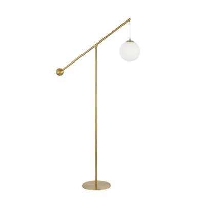 Dainolite Holly 1 Light Floor Lamp 66" H Aged Brass Opal White Glass|Lampe à pied Holly de Dainolite de 66 po de hauteur en verre blanc opale, avec fini laiton vieilli et 1 ampoule